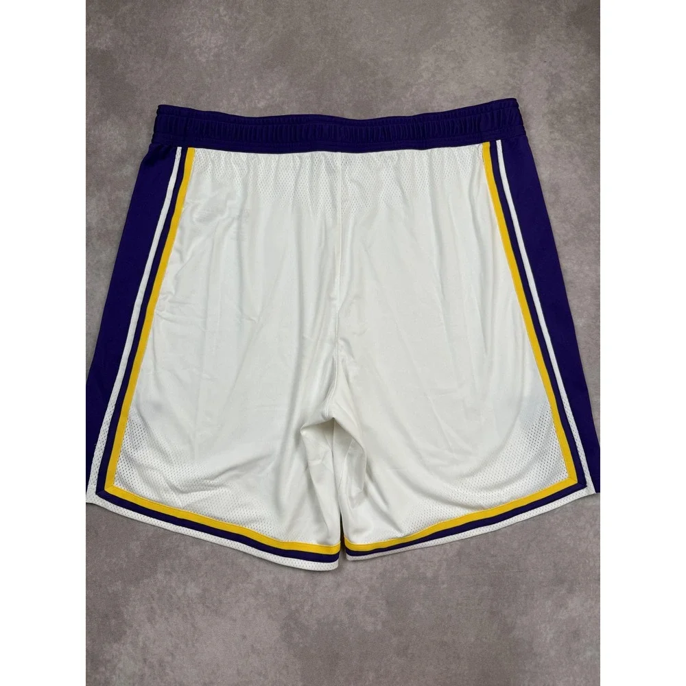 Los Angeles Lakers Shorts Men 48R 3XL White Purple NBA Basketball Nike VaporKnit